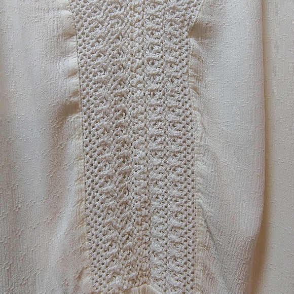 Boho Ivory Tunic 3X Flowy Lace Crochet Blouse Plus Size - Picture 3 of 9